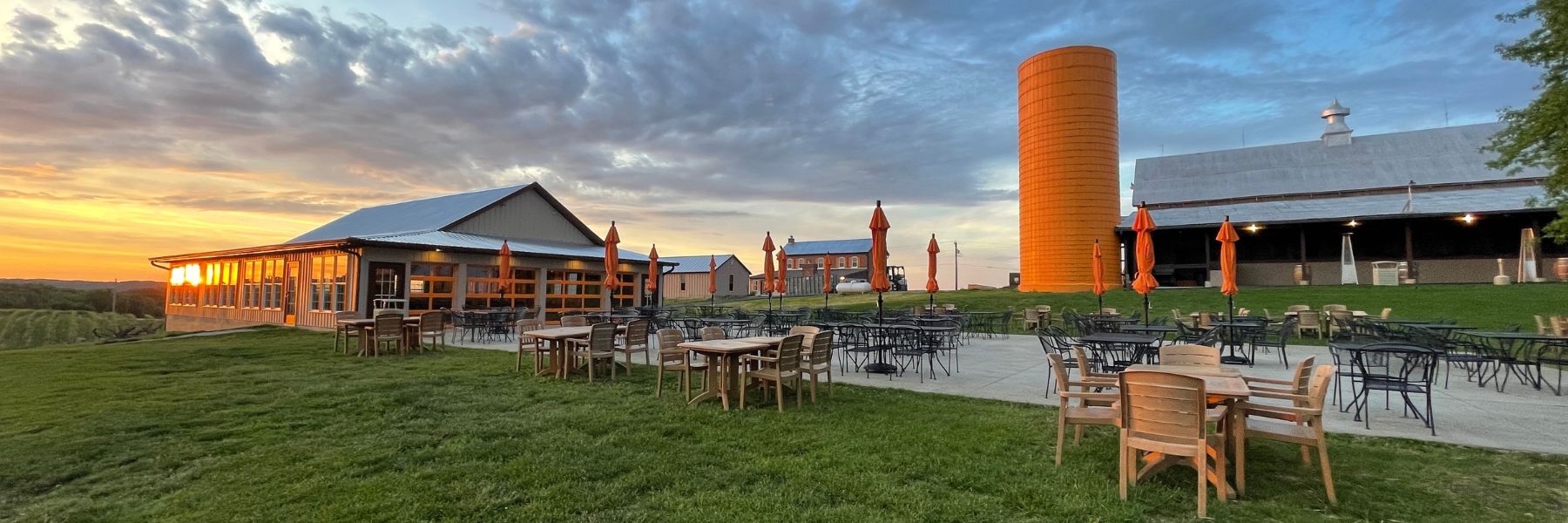 The sun sets at Balducci Vineyards in Augusta, Missouri.