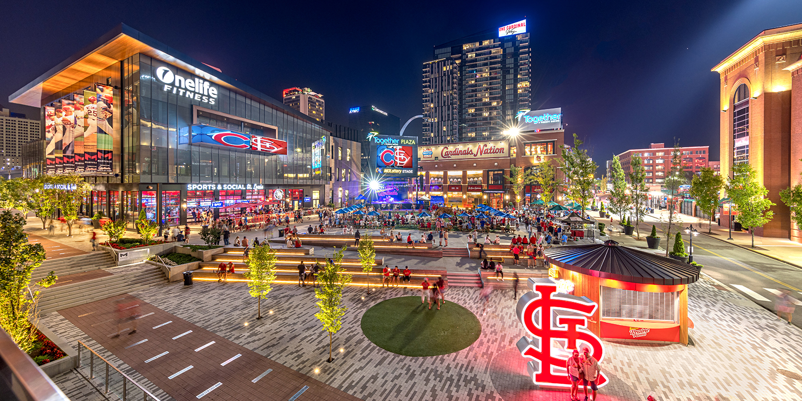 Ballpark Village located next to Busch Stadium in downtown St. Louis.