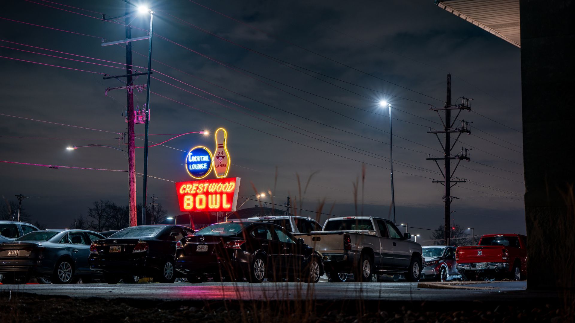 Crestwood Bowl opened along Route 66 in 1958, and its neon sign was recently restored.