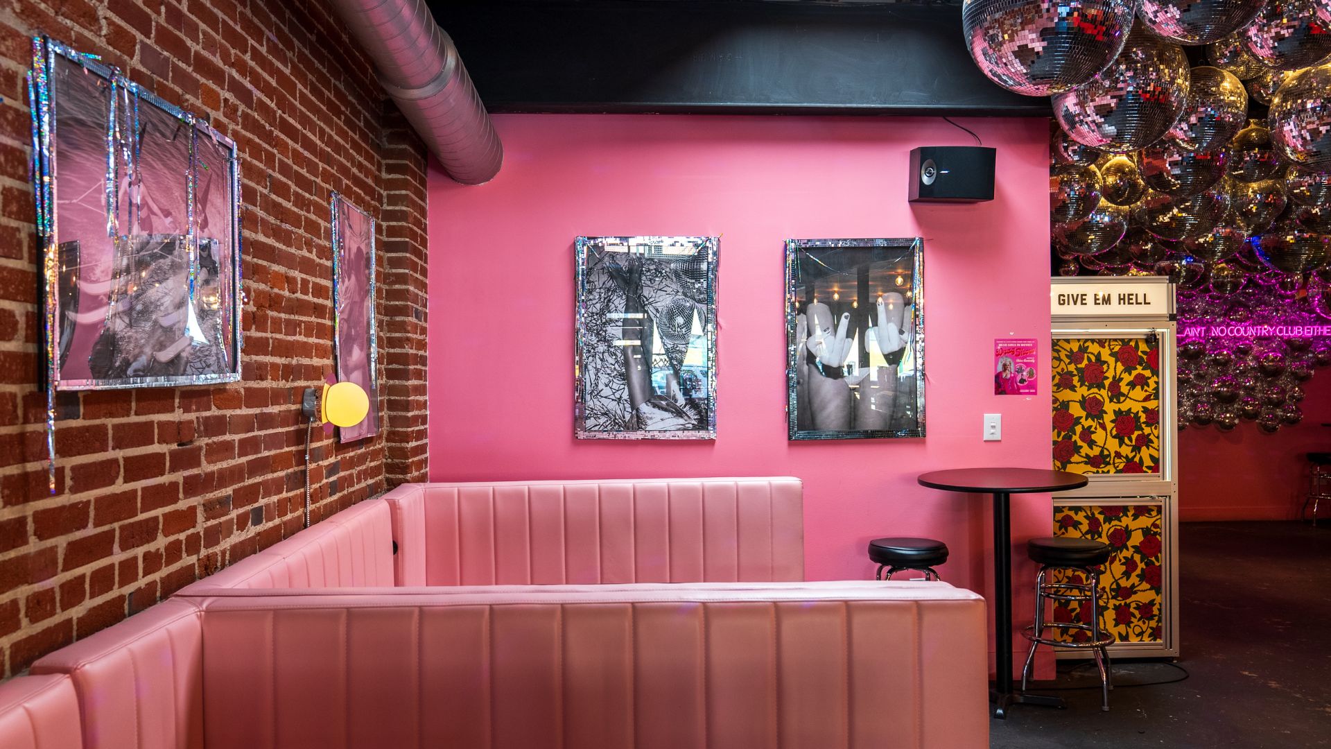 A disco dive bar in St Louis features pink booths, a photo booth and 300 disco balls.