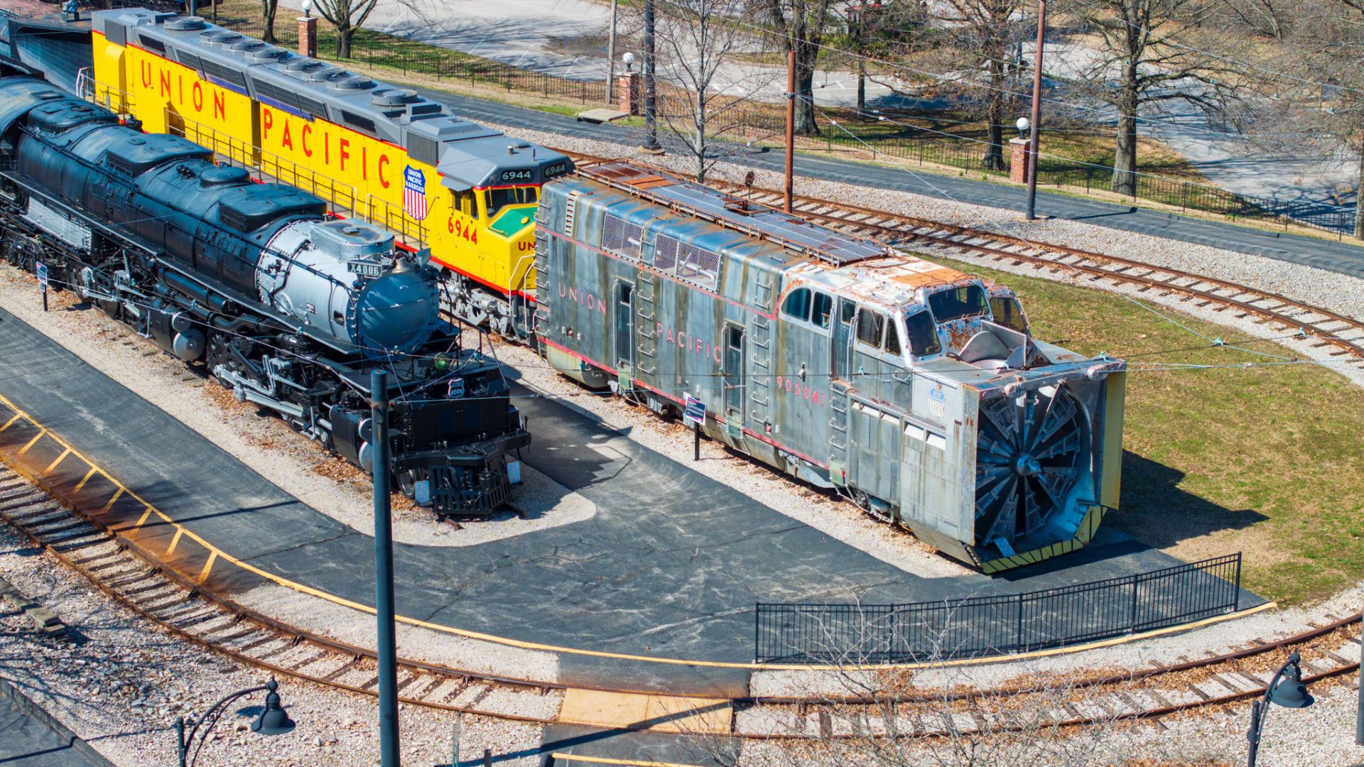 A drone shot shows the largest and heaviest rotary snowplow ever built.