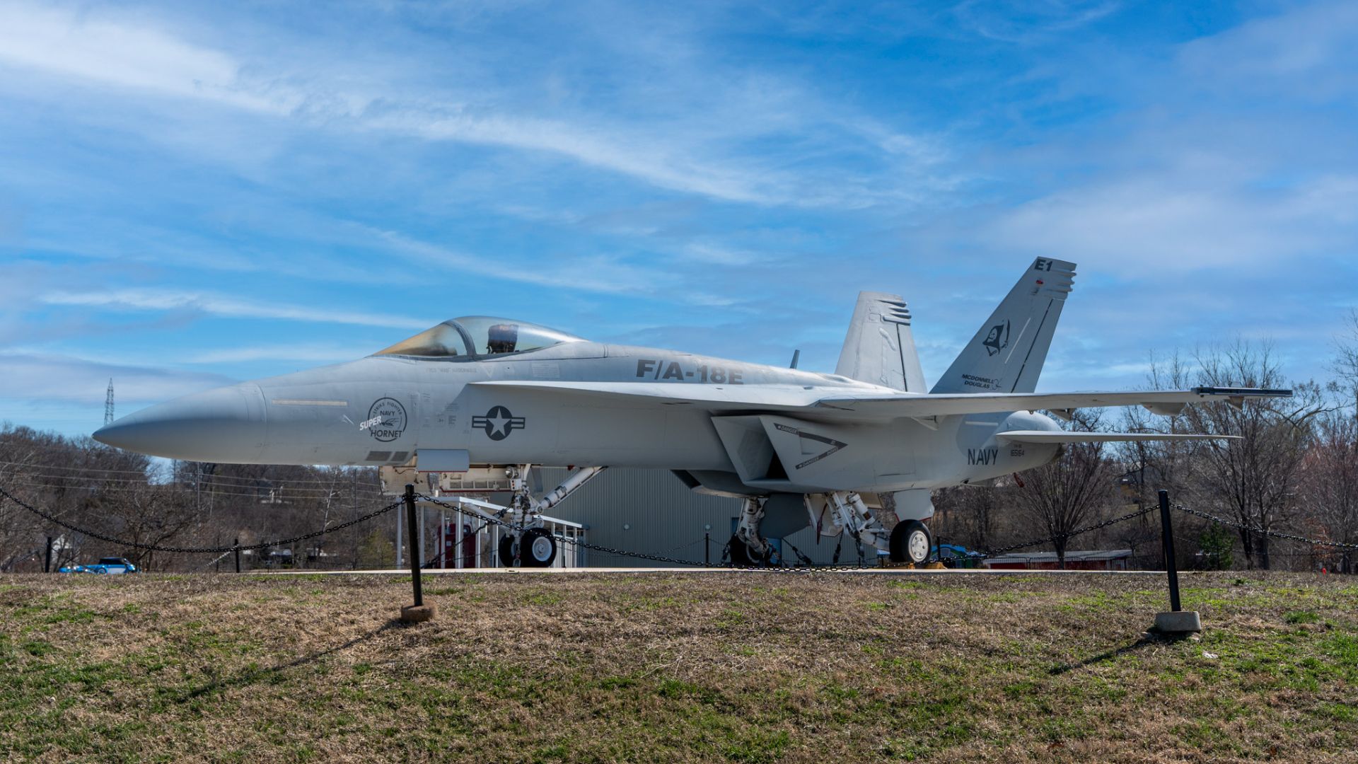 This U.S. Navy supersonic fighter jet – the first Super Hornet ever produced – was built by Boeing in St Louis Missouri.