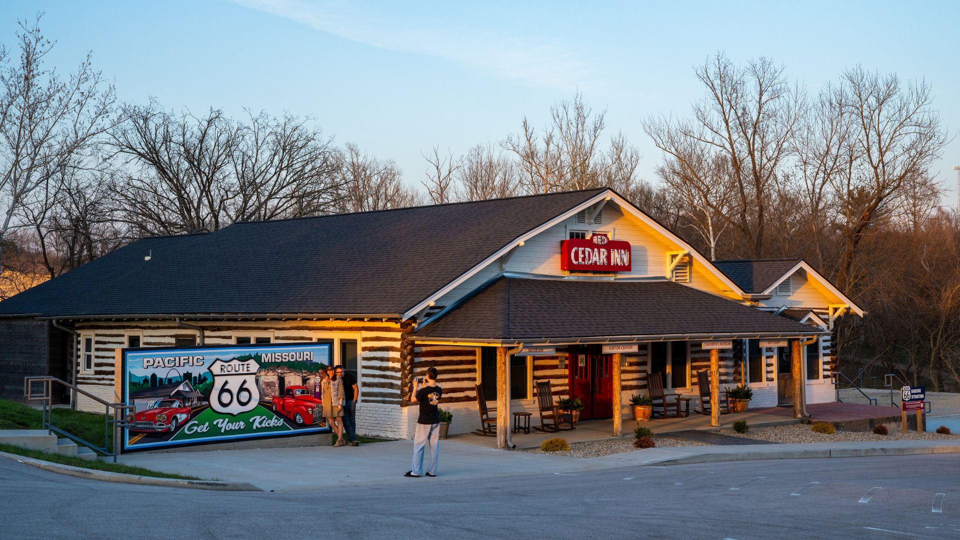 The Red Cedar Inn serves as a museum, visitor center and gift shop along Route 66.