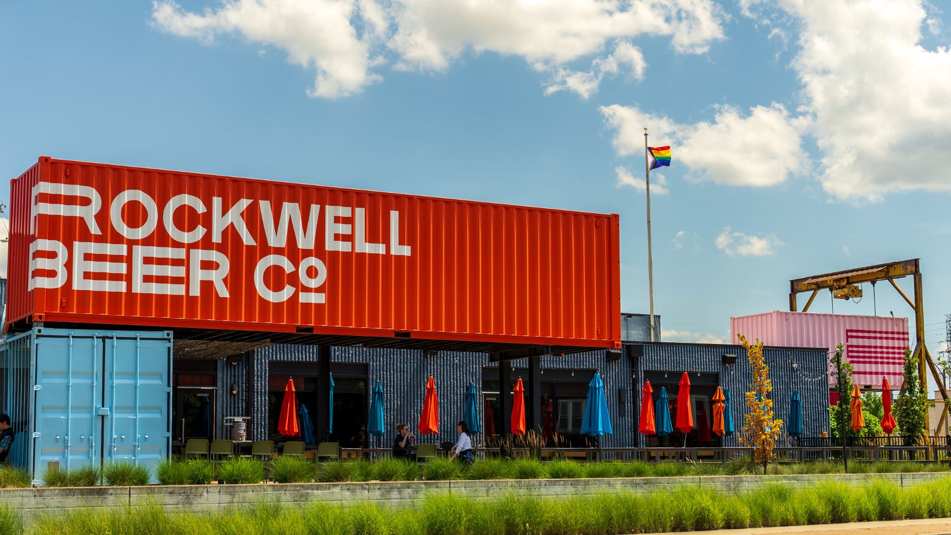 Rockwell Beer Co, one of the best St Louis breweries, is built from colorful shipping containers.