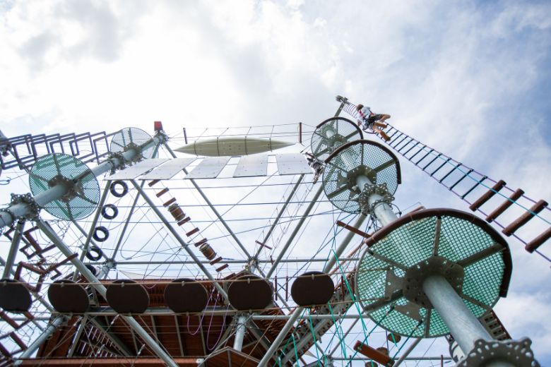 RYZE Adventure Park has an adventure tower with more than 100 obstacles.