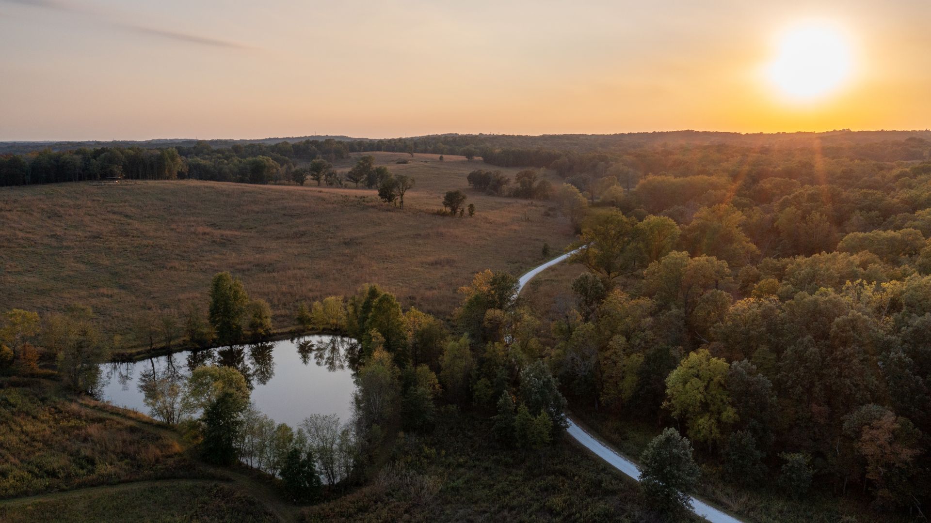 The sun sets over Shaw Nature Reserve, one of the best places for outdoor recreation in St. Louis.