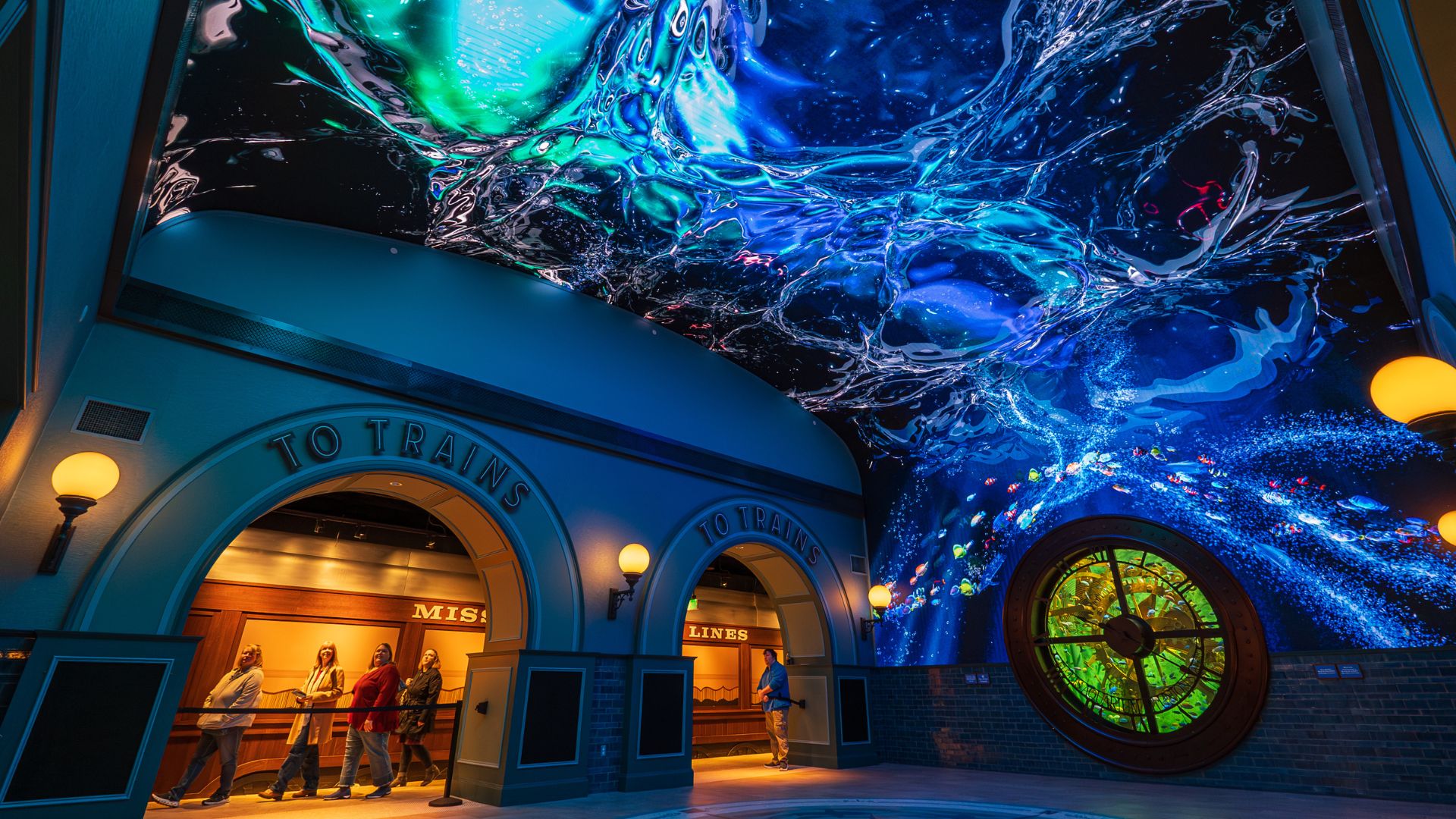 The St. Louis Aquarium is retrofitted in a 19th-century train station at St. Louis Union Station.