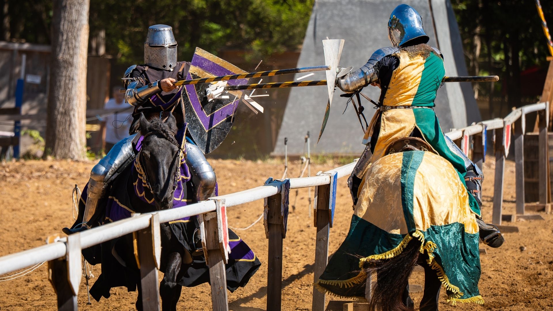 Knights joust at the St Louis Renaissance Festival.
