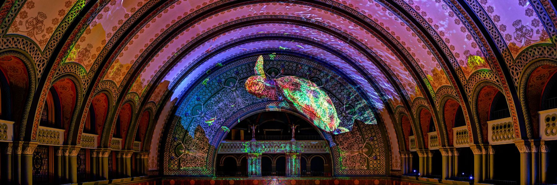 The Grand Hall at St. Louis Union Station runs a 3D light show every day on the hour from 5 to 10pm.