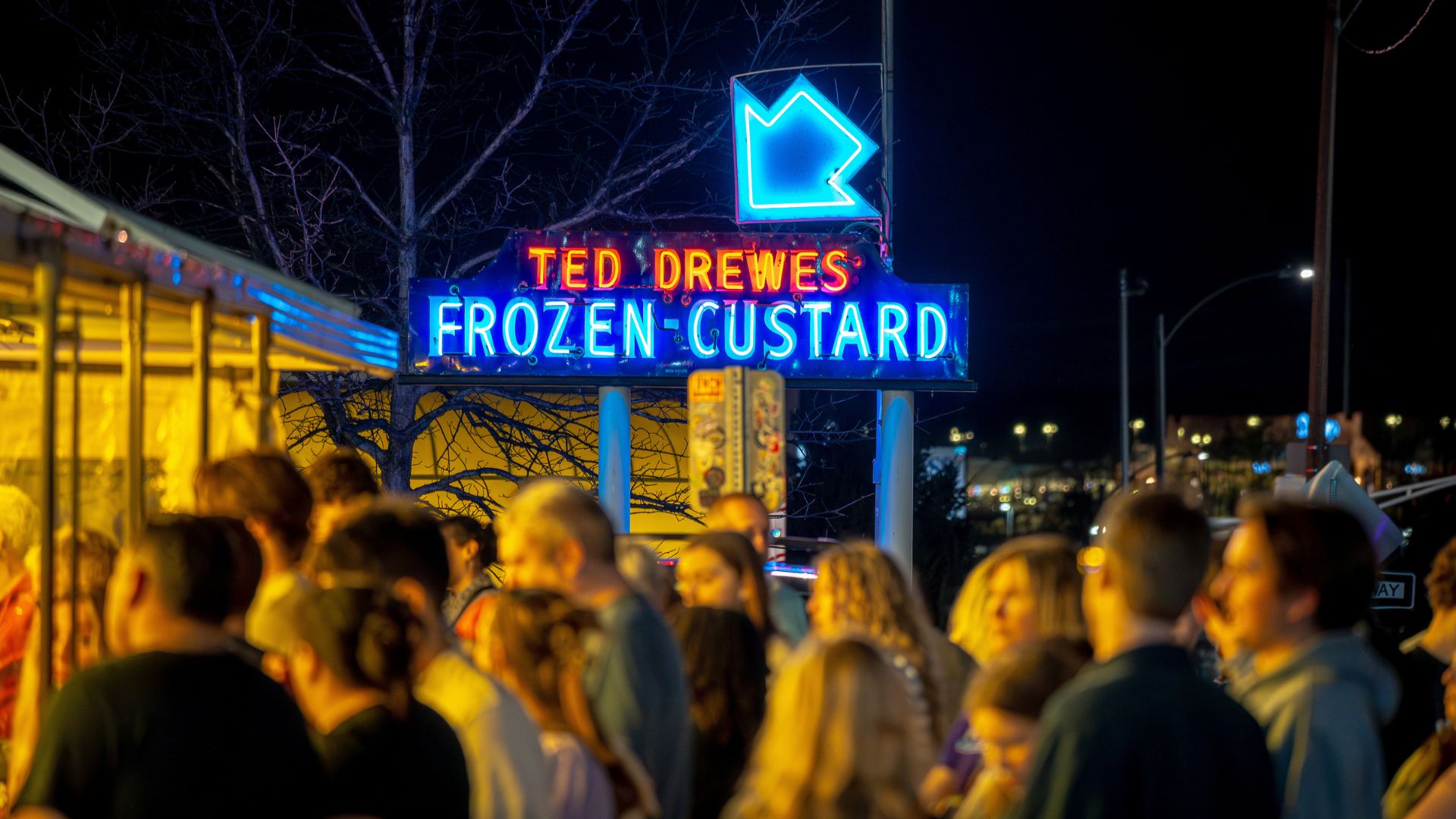 People wait in line at Ted Drewes for their frozen custard fix.